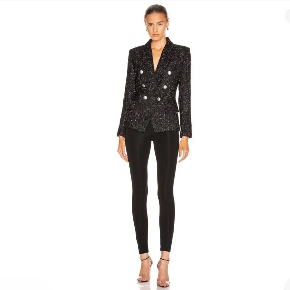 NEW L'AGENCE SAMPLE❗️Kenzie Tweed Metallic Blazer Black Size 2
